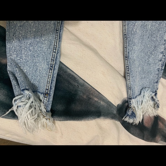 Zara Traf Acid Wash Fringe Jeans - Picture 4 of 4